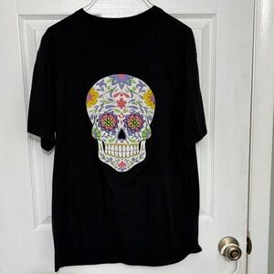 Yellow and Pink Crew Neck Graphic T-Shirt